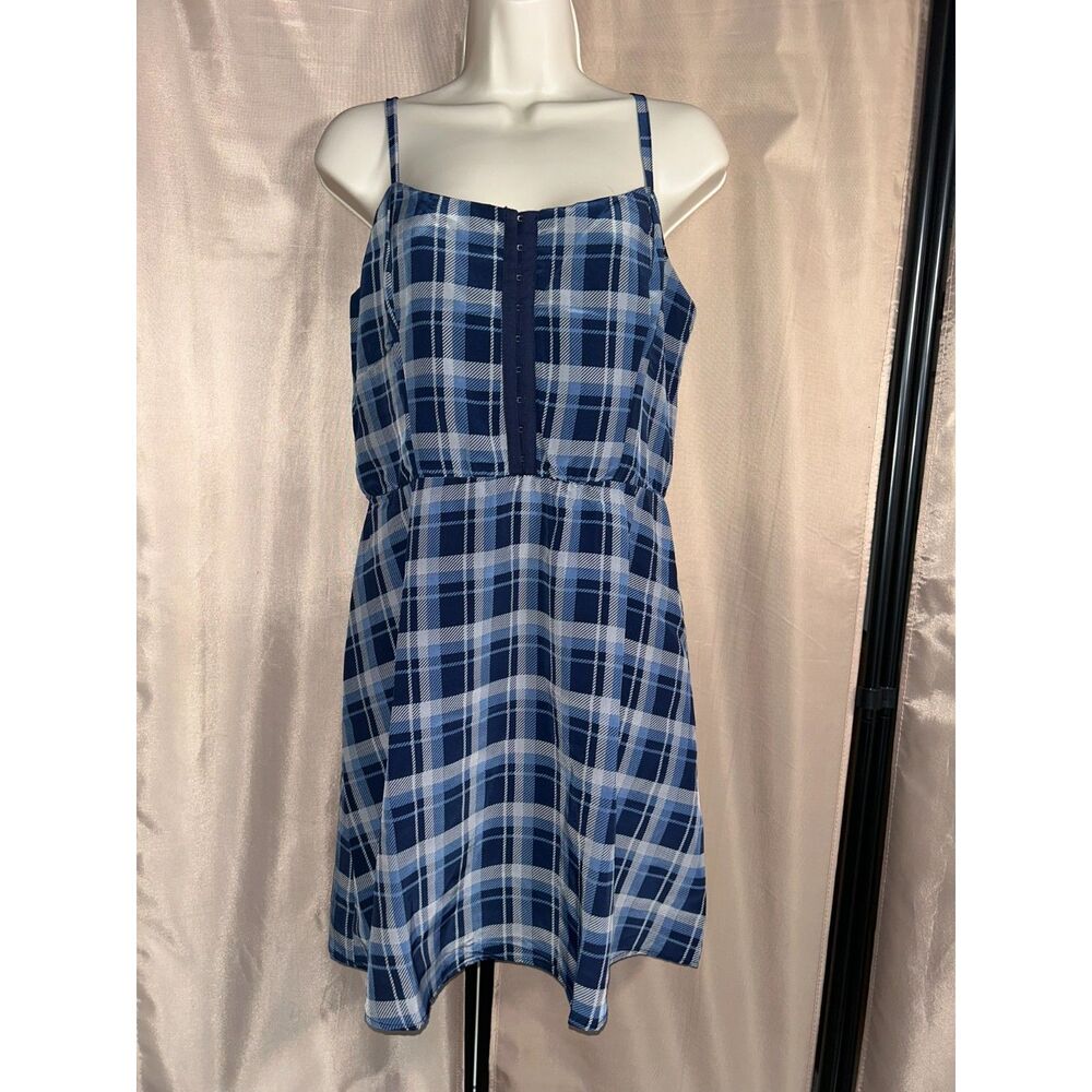 NWT Lily Rose Sz. XL Blue Plaid Fit & Flare Dress Adjustable Straps